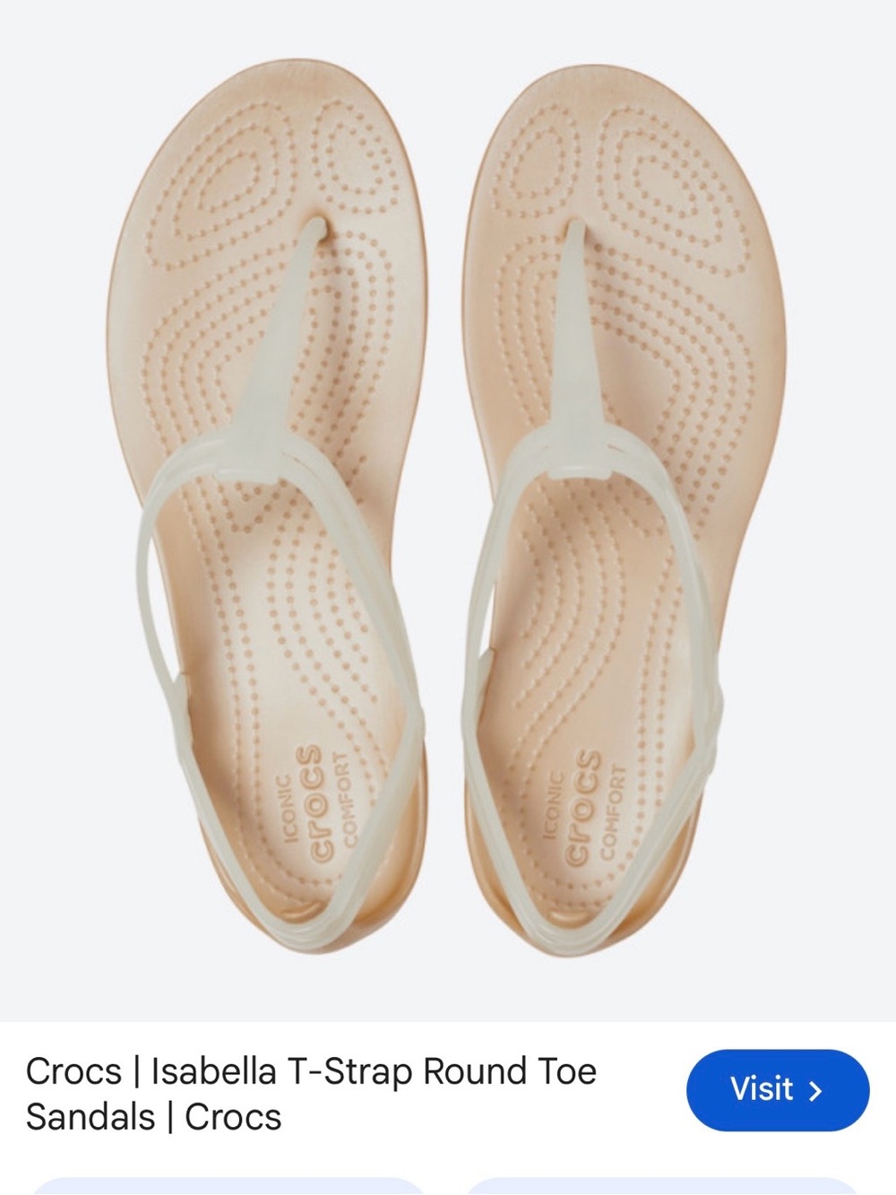 CROCS Isabella T-Strap Sandals in Beige and Translucent